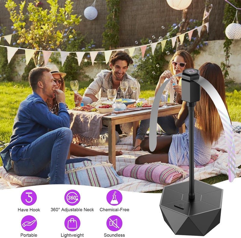 PIMAG Fly Fans for Tables, Fly Repellent Fan Outdoor Indoor Keep Flies Away, Fly Repellent Fans for Tables with Holographic Blades for Picnic, Party, Restaurant, Kitchen, and BBQ, 4 Pack Black - Image 2